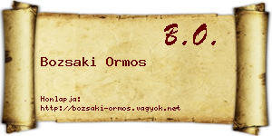 Bozsaki Ormos névjegykártya